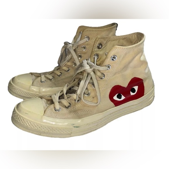 Size 8 - Converse Comme des Garçons x Chuck Taylor All Star 70 High White Polka - Picture 1 of 10
